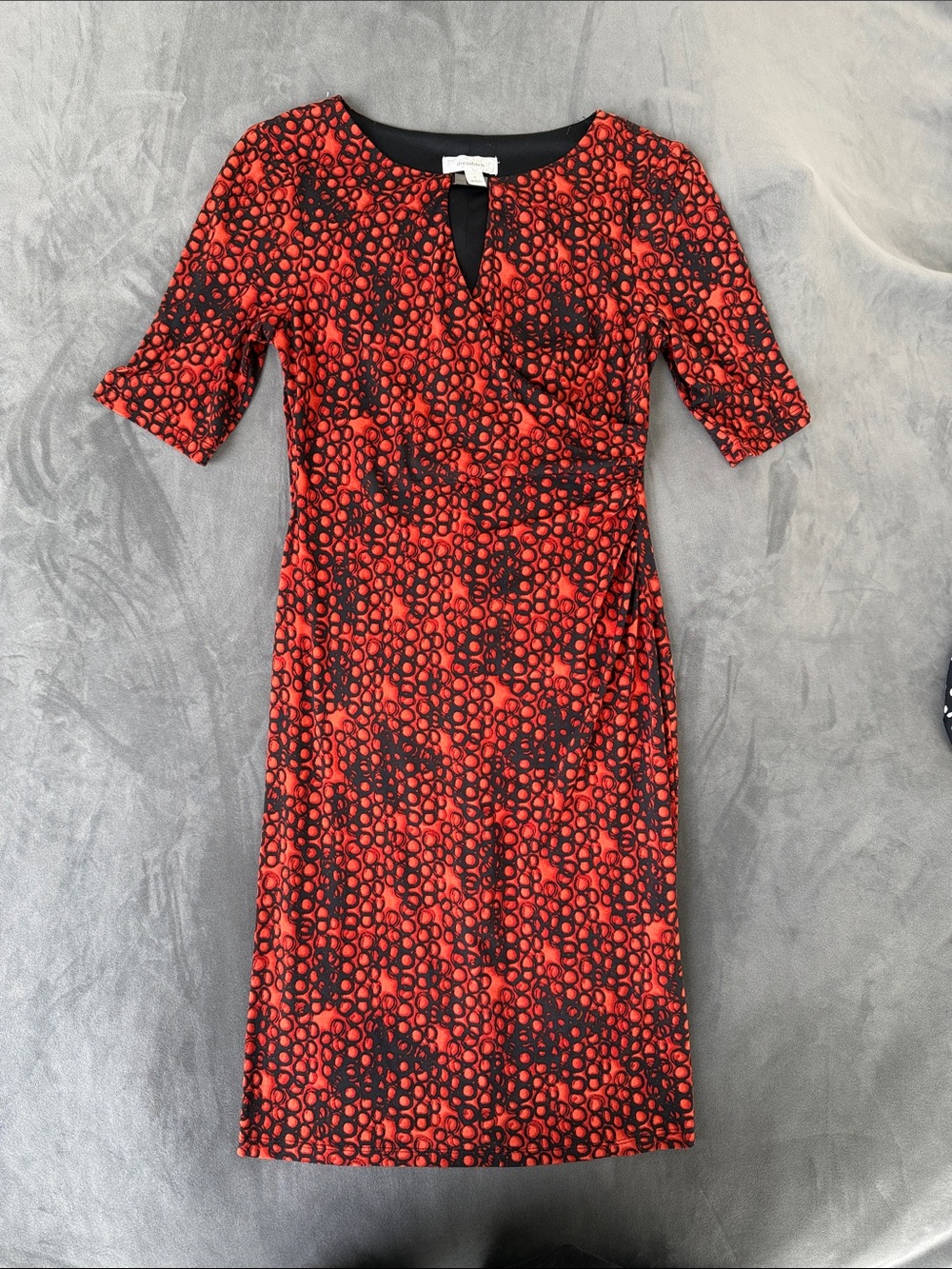 dressbarn Red and Black Patterned Midi Sheath Dress